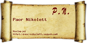 Paor Nikolett névjegykártya
